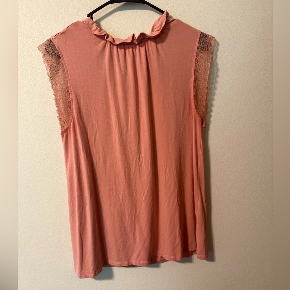 Matilda Jane Peach Sleeveless Top with Lace Accents